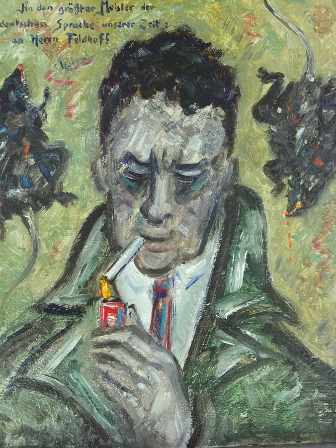 Camus-Portrait, Öl auf Leinwand: Roland Puvion (ca. 1992) 